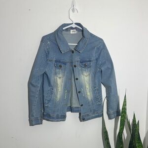 Lola + The Boys Distressed Blue Denim Jacket